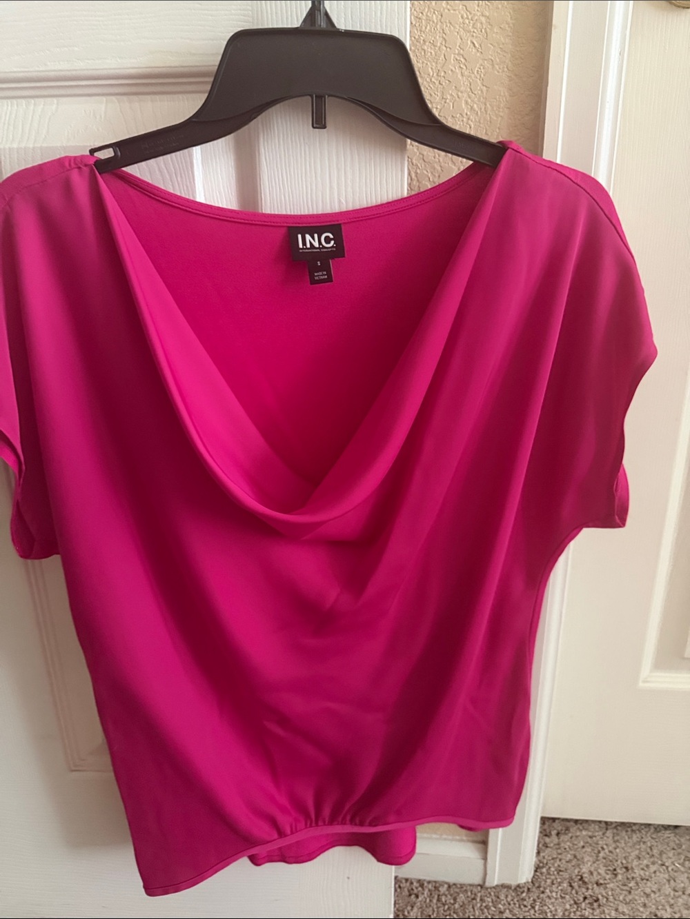 INC International Concepts Fuchsia Draped Cowl Neck Blouse